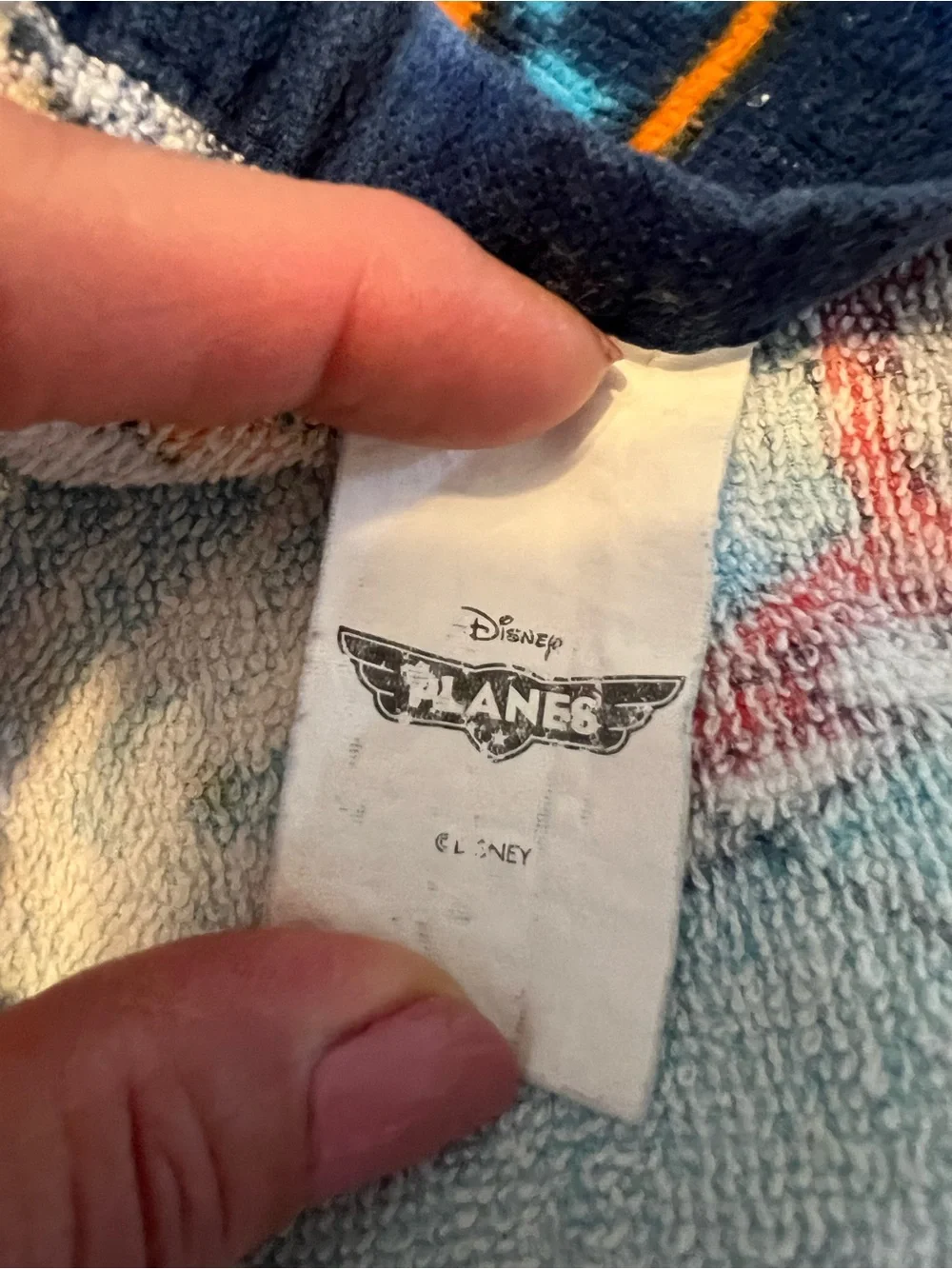 Kids Disney planes hand Towel - Bright Blue & Orange